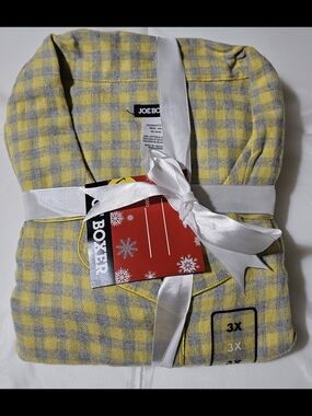 Vintage Joe Boxer Yellow and Gray Plaid Pj Set